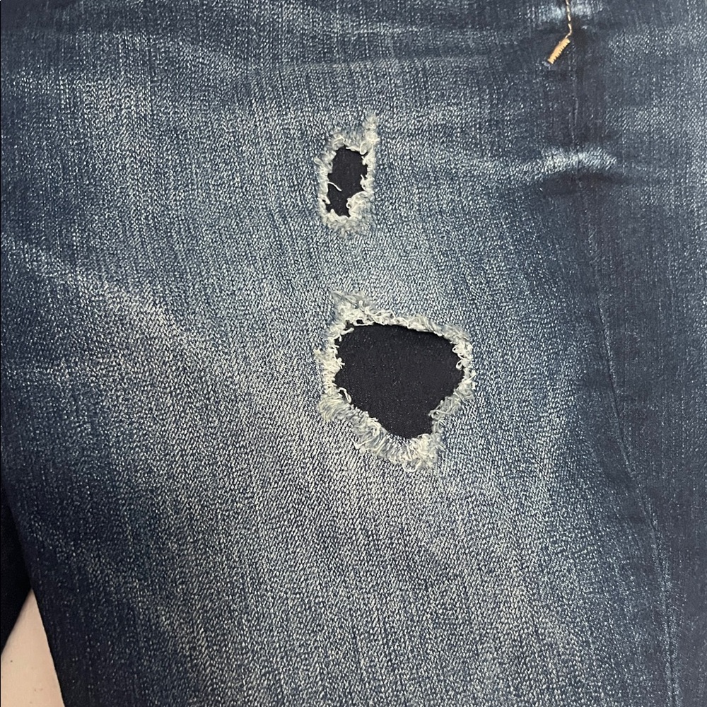 Express Blue Ripped Denim Shorts - Picture 5 of 8